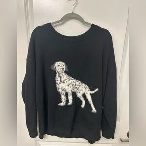 Bloom Chic Black Sweater with White Dalmatian